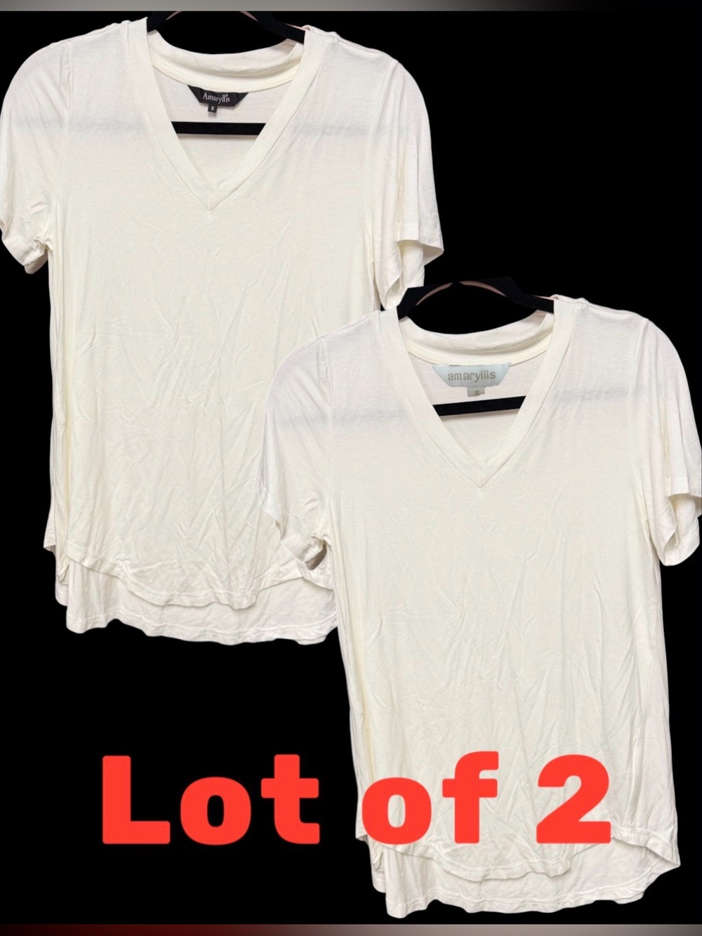 Amaryllis Women’s Size Small V-Neck Cap Sleeved T-Shirt bundle Solid Ivory New